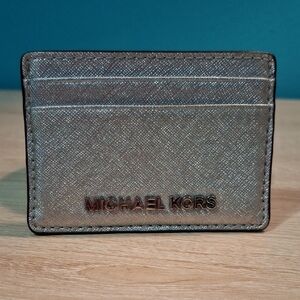 Michael Kors Jet Set Travel Metallic Saffiano Leather Card Case